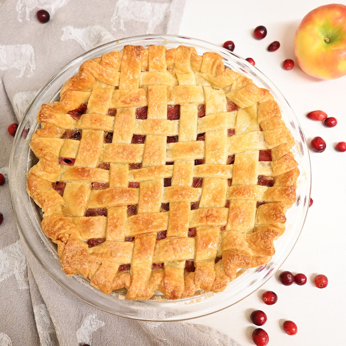 Apple and cranberry come together to make the perfect balance of sweet and tart in this pie for the Holiday season.